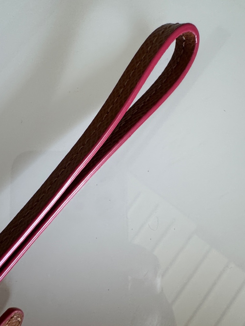 COACH Brown Double Leather Wristlet with Pink Trim - Picture 4 of 11